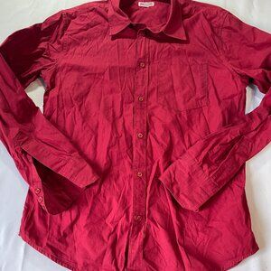True Religion Button Up Shirt Mens Large Red Long Sleeve Casual Business